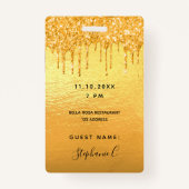 40歳の誕生日金ゴールドグリッタードリップメタリックゲスト バッジ (裏面)