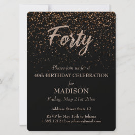 40歳の誕生日金ゴールドグリッター 招待状