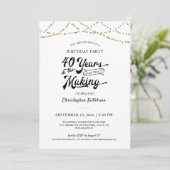 40歳の誕生日金ゴールドストリングライト 招待状 (スタンド正面)