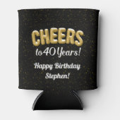 40歳の誕生日金ゴールドバルーン応援～40歳 缶クーラー (正面)