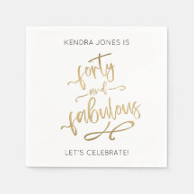 40歳の誕生日金ゴールドパーソナライズされたグリッターナプキンス