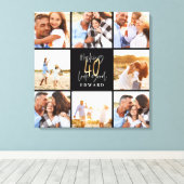 40歳の誕生日金ゴールドブラック・フォト・コラージュ誕生日 キャンバスプリント (インサイチュ (ウッドフロア))