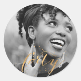 40歳の誕生日金ゴールド写真 ラウンドシール