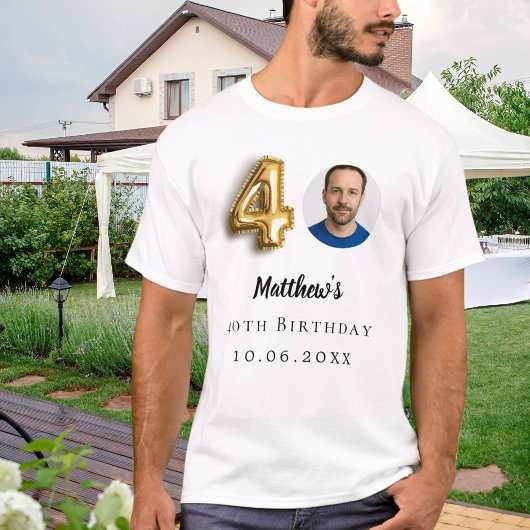 40歳の誕生日金ゴールド写真 Tシャツ