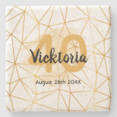 40歳の誕生日金ゴールド幾何学名 ストーンコースター (正面)