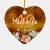 40歳の誕生日金ゴールド花名 セラミックオーナメント (裏面)