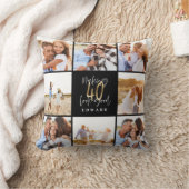 40歳の誕生日金ゴールド·ブラック·フォト·コラージュ誕生日 クッション (ブランケット)