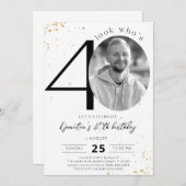 40歳の誕生日金色招待状（写真付き） 招待状 (正面/裏面)