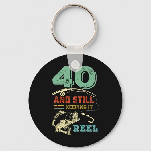 40歳の誕生日魚釣り40フィッシャーマンメンズプー キーホルダー (正面)