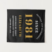 40歳の誕生日1981ブラック金ゴールドレディパーソナライズされたズ タペストリー (正面(横))