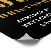 40歳の誕生日1981年ブラック金ゴールドパーソナライズされた ポスター (角)