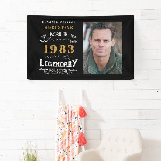 40歳の誕生日1983伝説的な黒と金ゴールド 横断幕 (インサイチュ)