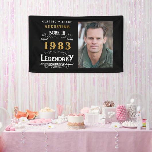 40歳の誕生日1983伝説的な黒と金ゴールド 横断幕 (パーティー)