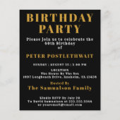 40歳の誕生日1984年ブラック金ゴールドパーソナライズされたfor He チラシ (裏面)