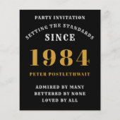 40歳の誕生日1984年ブラック金ゴールドパーソナライズされたfor He チラシ (正面)