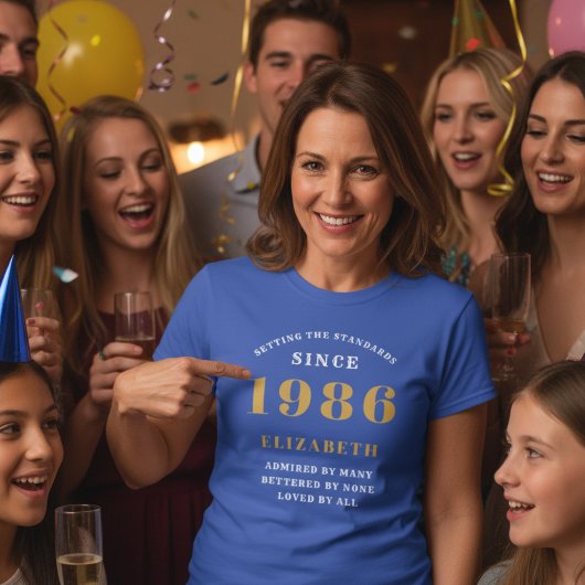 40歳の誕生日1986パーソナライズされた名前をカスタムする青 Tシャツ