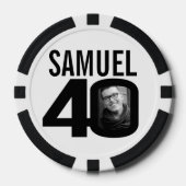 40歳の誕生日2枚カスタムの写真白黒 ポーカーチップ (正面)