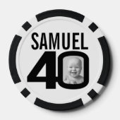 40歳の誕生日2枚カスタムの写真白黒 ポーカーチップ (裏面)
