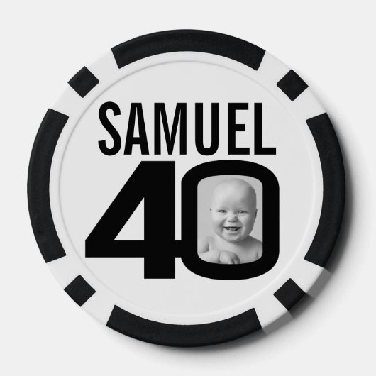 40歳の誕生日2枚カスタムの写真白黒 ポーカーチップ (裏面)