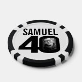 40歳の誕生日2枚カスタムの写真白黒 ポーカーチップ (シングル)