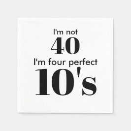 40歳の誕生日4つの完璧なブラックグラフィック文字 スタンダードカクテルナプキン