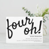 40歳の誕生日4歳！白黒おもしろいミニマル 招待状 (スタンド正面)