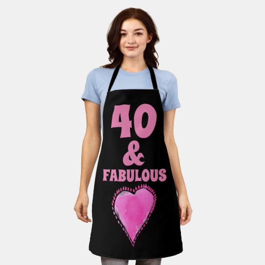 40歳の誕生日40と素晴らしいキッチンエプロン エプロン (着用した状態)