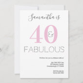 40歳の誕生日40と素晴らしいピンクのパーティー 招待状 (正面)