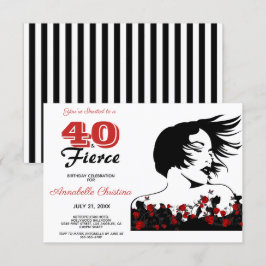 40歳の誕生日40とFOURY モダン Black/White/Red 招待状