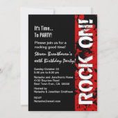 40歳の誕生日40の岩！赤グランジと黒A08 招待状 (裏面)