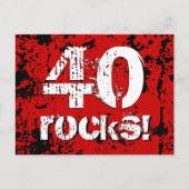 40歳の誕生日40の岩！赤グランジと黒A10 案内ポストカード (正面)