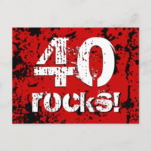 40歳の誕生日40の岩！赤グランジと黒A10 案内ポストカード (正面)