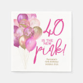 40歳の誕生日40は新しいピンクのパーティー スタンダードカクテルナプキン (正面)