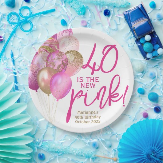 40歳の誕生日40は新しいピンクのパーティー ペーパープレート (パーティー)