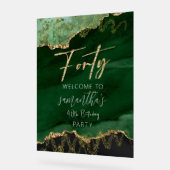 40歳の誕生日40エメラルドグリーンと金ゴールドへようこそ アクリルサイン (傾斜)