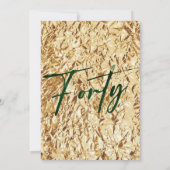 40歳の誕生日40エメラルドグリーンと金ゴールドインビタ 招待状 (裏面)