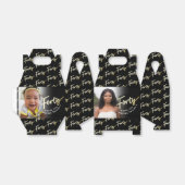 40歳の誕生日40スクリプト金ゴールド黒写真 フェイバーボックス (折り畳みなし)