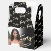 40歳の誕生日40スクリプト金ゴールド黒写真 フェイバーボックス (オープン)