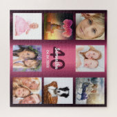 40歳の誕生日40フォトコラージュ女性パープル ジグソーパズル (横)