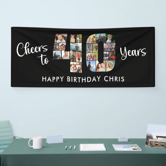 40歳の誕生日40フォトコラージュ応援 横断幕 (トレードショー)