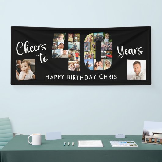 40歳の誕生日40フォトコラージュ応援 横断幕 (トレードショー)