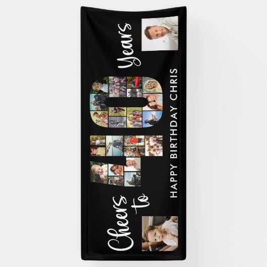 40歳の誕生日40フォトコラージュ応援 横断幕 (縦)