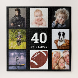 40歳の誕生日40フォトコラージュ男の男性ブラック ジグソーパズル
