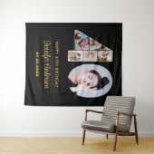 40歳の誕生日40フォトコラージュ黒モダン色 タペストリー (インサイチュ(横))