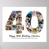 40歳の誕生日40写真コラージュ記念日 ポスター (正面)