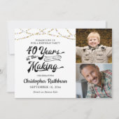 40歳の誕生日40年の作り黒金ゴールド 招待状 (正面)