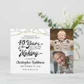 40歳の誕生日40年の作り黒金ゴールド 招待状 (スタンド正面)