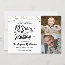 40歳の誕生日40年の作り黒金ゴールド 招待状