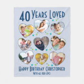 40歳の誕生日40年の愛されたカスタム写真 フリースブランケット (正面)