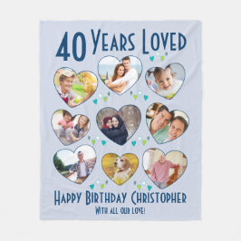 40歳の誕生日40年の愛されたカスタム写真 フリースブランケット